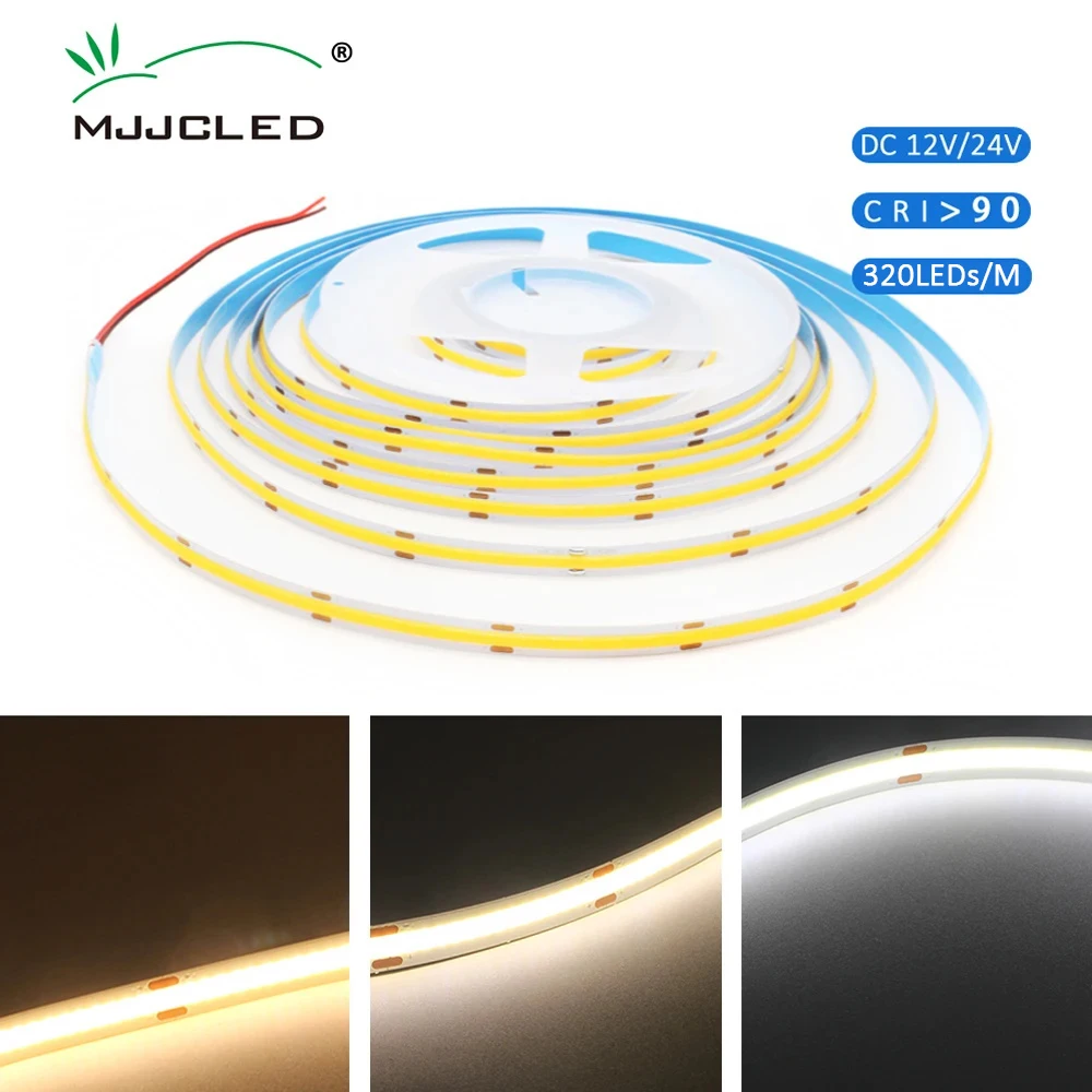 5M COB LED Strips 12V DC 24V RA90 320LEDS/M 1M 2M 3M 4M 3000K 4000K 6000K High Density Flexible Non-waterproof LED Tape Light
5M COB LED Strips 12V DC 24V RA90 320LEDS/M 1M 2M 3M 4M 3000K 4000K 6000K High Density Flexible Non-waterproof LED Tape Light