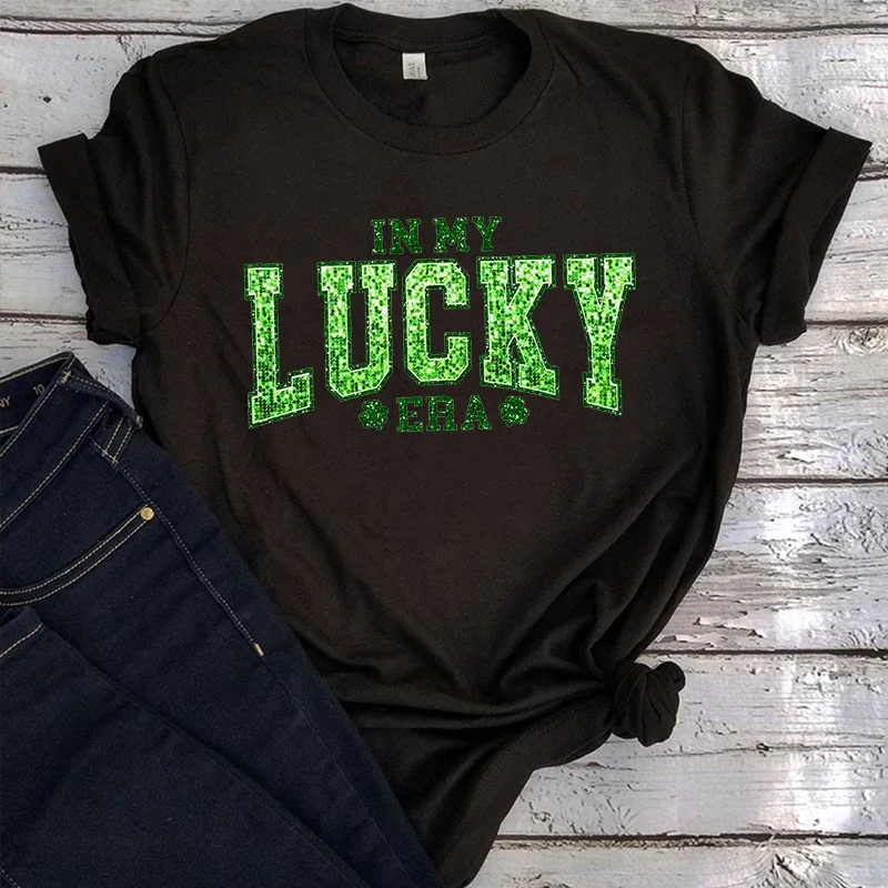 

Lucky St Patricks Day Shirt Shamrock Tee Retro St Patricks Shirts Trendy St Patrick Top Women Aesthetic m