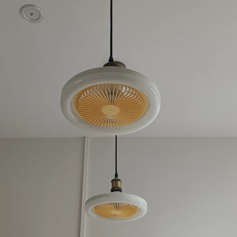 

Ceiling Fans with LED Light, 3-Bladeless Modern Smart E27 Lamp Head Fan Light Flush Mount for Bedroom Office AC 85V-265V
