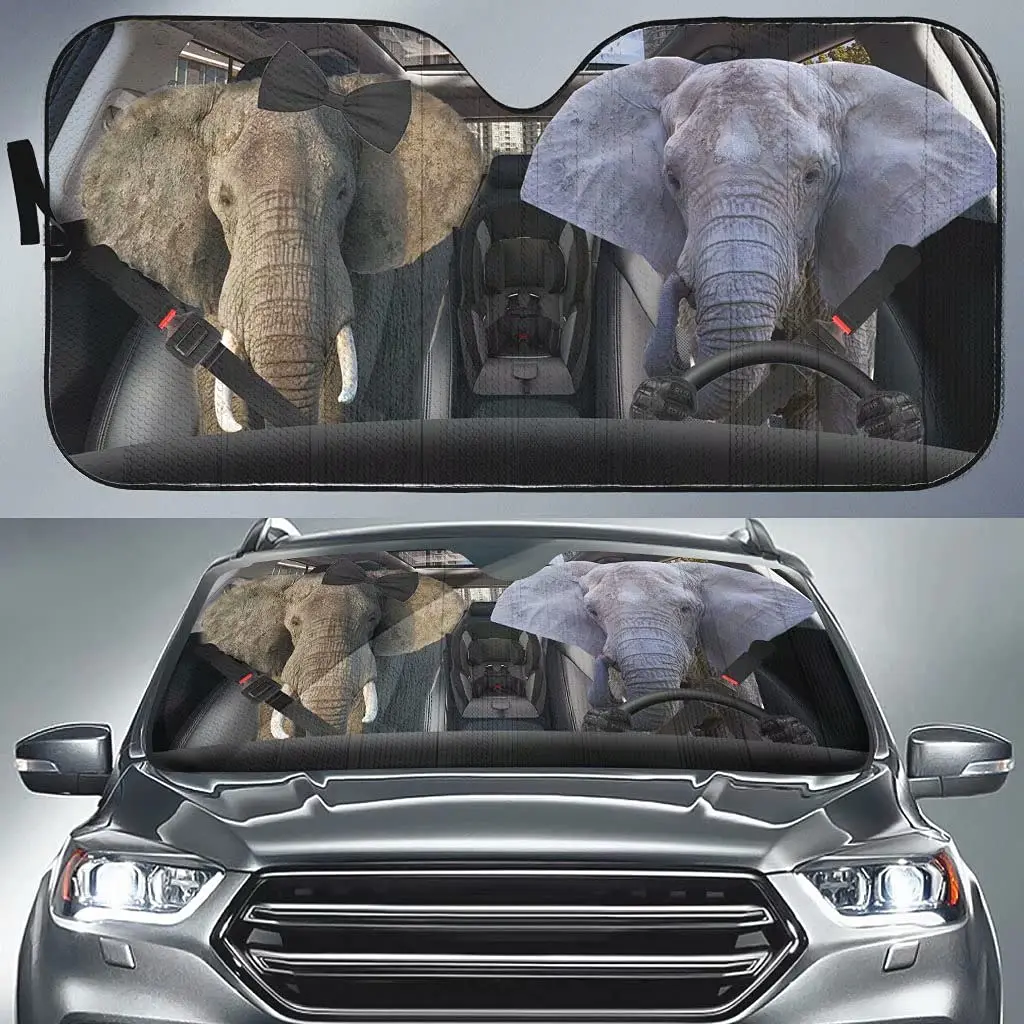 Elephant Driving Car Sun Shade for Front Windshield, Animal Family Car Curtain Sun Visor for Car Keep Your Vehicle Cool, UV Sun
Elephant Driving Car Sun Shade for Front Windshield, Animal Family Car Curtain Sun Visor for Car Keep Your Vehicle Cool, UV Sun
