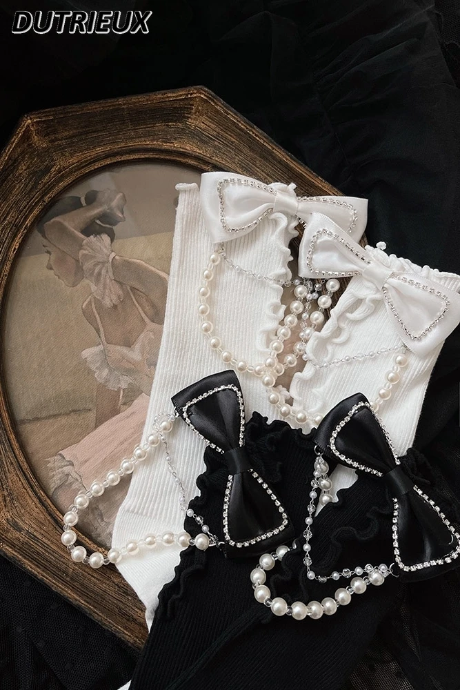 Kawaii Sweet Rhinestone Bow Pearl Chain Hollow Out Tube Socks Female Soft Girl Hollow Thigh High Socks Women White Sockings
Kawaii Sweet Rhinestone Bow Pearl Chain Hollow Out Tube Socks Female Soft Girl Hollow Thigh High Socks Women White Sockings