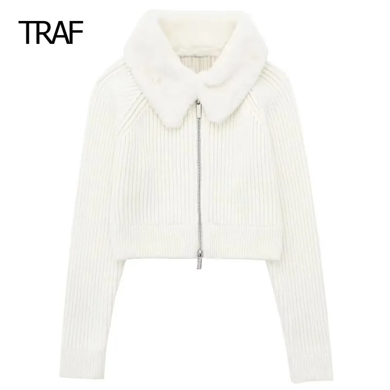 TRAF Knit Cardigan Women's Sweater Autumn Winter Faux Fur Neck Long Sleeve Top Korean Style Knitwears Luxury Designer Sweaters
TRAF Knit Cardigan Women's Sweater Autumn Winter Faux Fur Neck Long Sleeve Top Korean Style Knitwears Luxury Designer Sweaters