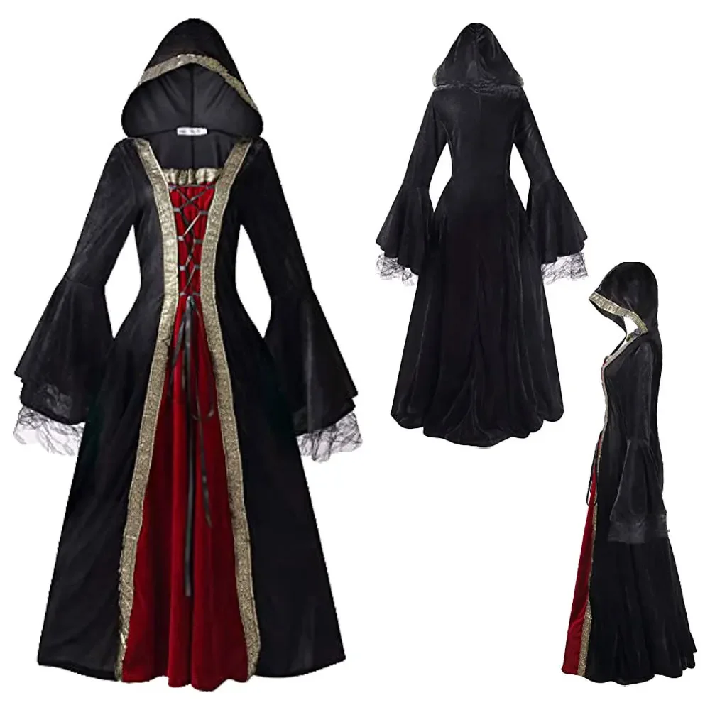 

Vintage Women Dress Palace Royal Clothing Medieval Costumes Carnival Party Cosplay Costume Middle Ages Retro Style Long Dress