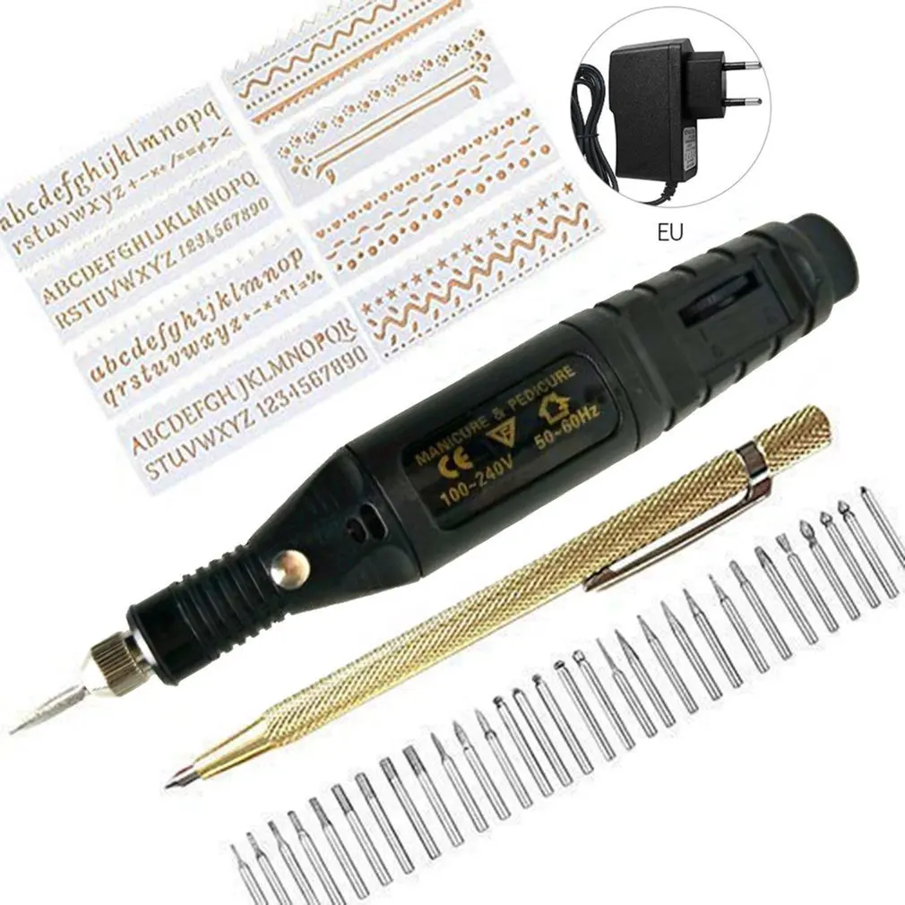 

HOT 40PCS Electric Nail Drill Machine Grinder Micro Engraver Pen Engraving Tool Kit For Glass Ceramic Plastic Wood Jewelry