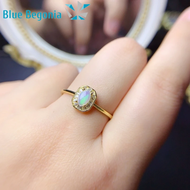 

Кольцо с натуральным опалом, подарок на день рождения, ювелирные изделия из драгоценных камней, драгоценный камень 4*6 мм