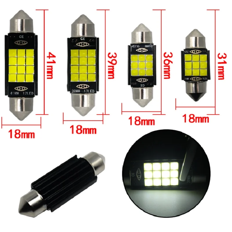 250X 3030 12SMD Canbus Car LED Bulbs C5W Festoon Interior Lamps White 31mm 36mm 39mm 41mm Reading Dome License Plate Light 12V
250X 3030 12SMD Canbus Car LED Bulbs C5W Festoon Interior Lamps White 31mm 36mm 39mm 41mm Reading Dome License Plate Light 12V