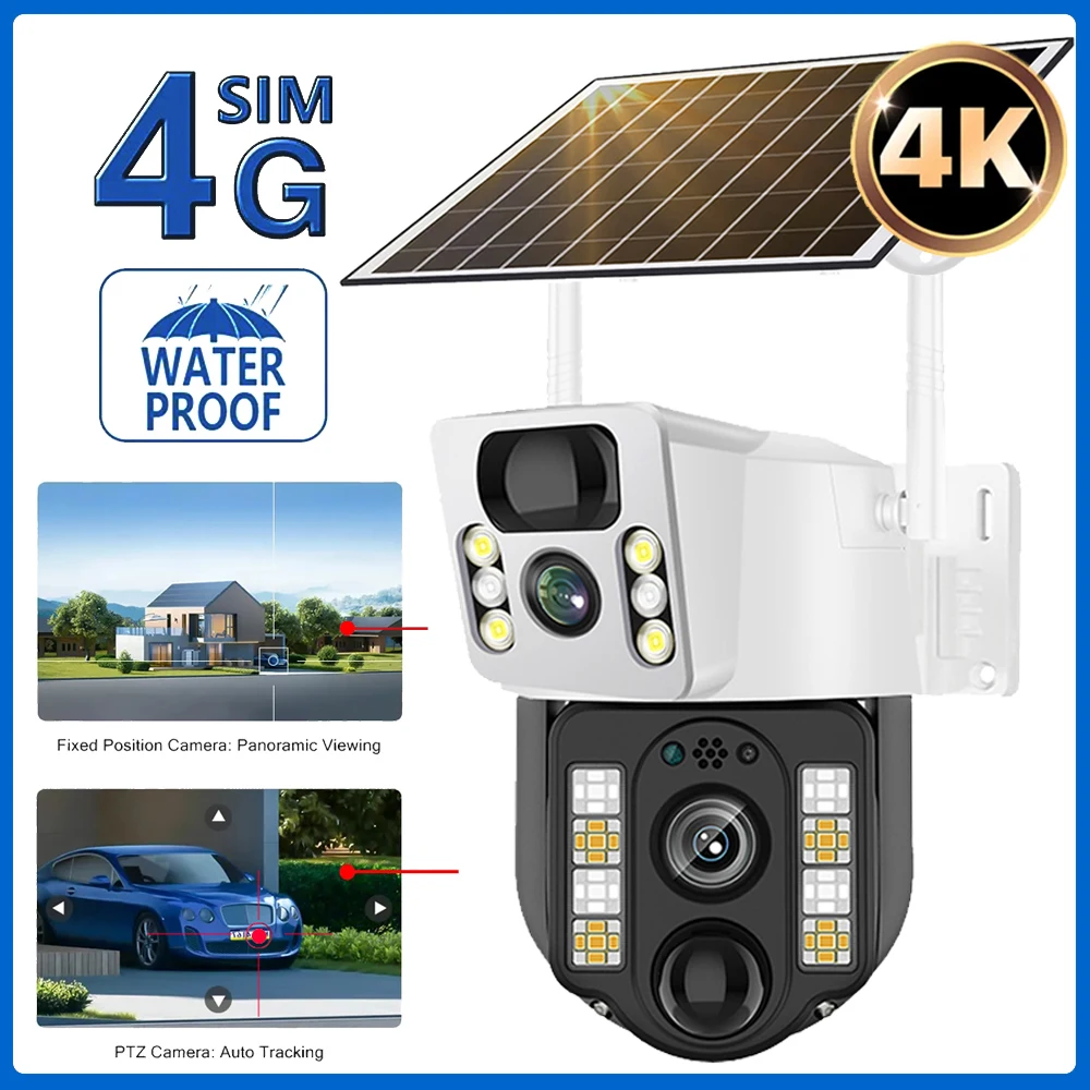 4G Sim Card Solar Camera PIR Human Detection Protection Security 4K 8MP Wifi IP Wireless Solar Power CCTV Cameras Smart Home Cam
4G Sim Card Solar Camera PIR Human Detection Protection Security 4K 8MP Wifi IP Wireless Solar Power CCTV Cameras Smart Home Cam