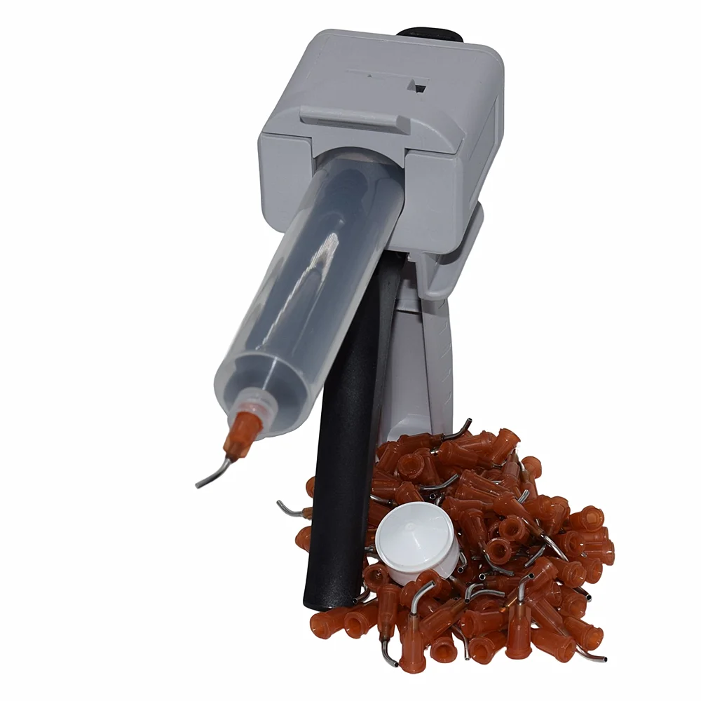 

30cc Glues Dispenser Syringes Barrel UV Glues Caulking Gun 30ml Glue Guns with 100pcs 15G Needles Bent Tapered Dispensing Tips