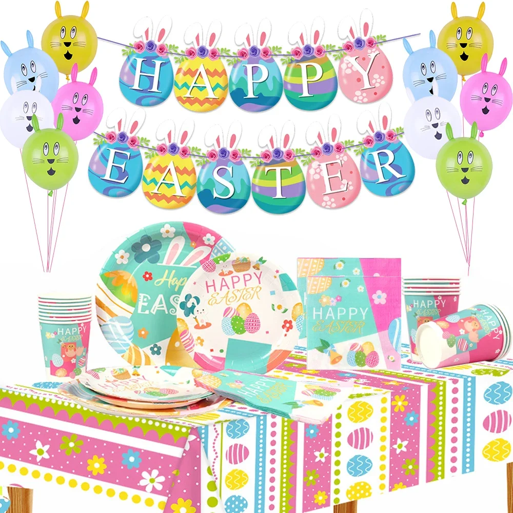 Happy Easter Party Decor Disposable Tableware Paper Bunny Plates Cups Baby Shower Birthday Party Easter Decorations for Home
Happy Easter Party Decor Disposable Tableware Paper Bunny Plates Cups Baby Shower Birthday Party Easter Decorations for Home