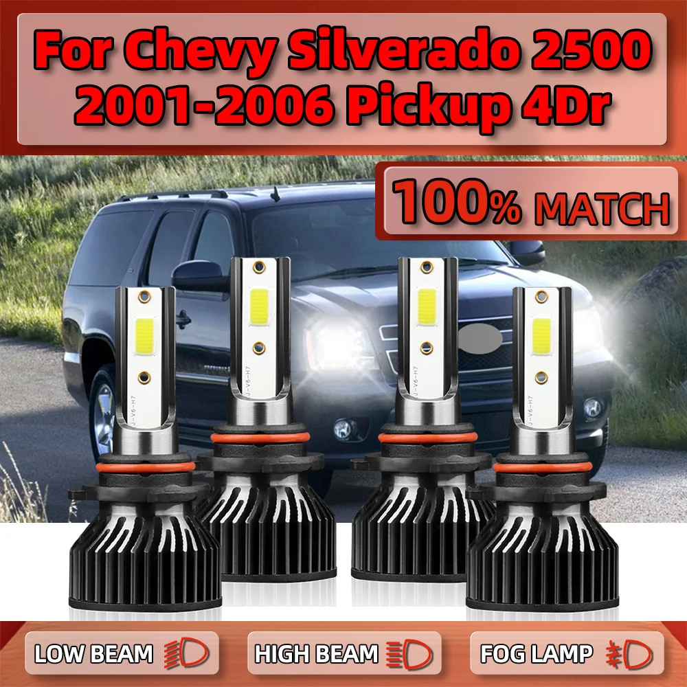

LED Headlights Bulbs 240W 40000LM Auto Headlamp 6000K Car Light 12V For Chevy Silverado 2500 HD 2001-2004 2005 2006 Pickup 4Dr