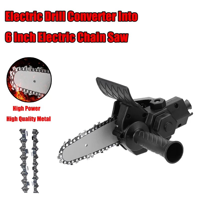 

Electric Drill Converter Into Electric Chain Saw Portable Pruning Saw 6 Inch Chainsaw Bracket W/ Spare Chain Power Tools