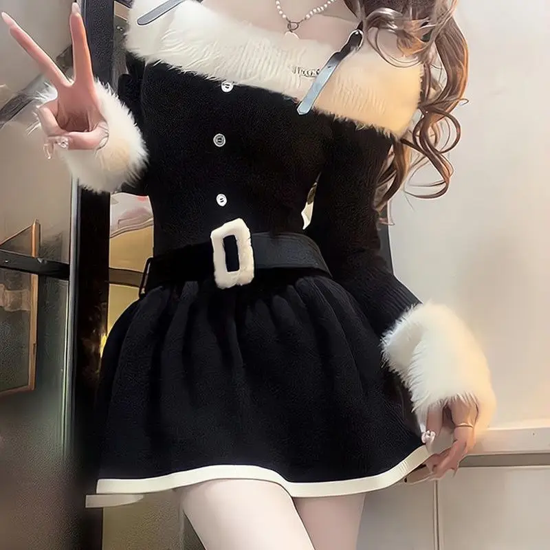 Autumn and Winter Elegant Knitted Short Party Dress Women Casual Long Sleeve Sweet Slim Black Mini Dress One Piece Dress Korean
Autumn and Winter Elegant Knitted Short Party Dress Women Casual Long Sleeve Sweet Slim Black Mini Dress One Piece Dress Korean