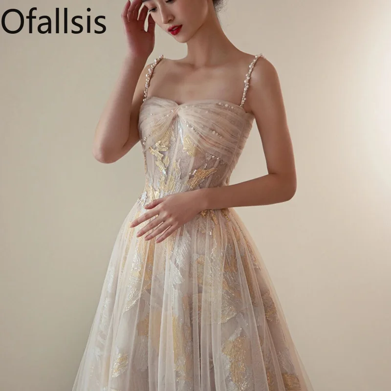 Ofallsis French Style Suspender Evening Dress 2024 Elegant Gentle Light Luxury Host Banquet Temperament Dresses Female Vestiods
Ofallsis French Style Suspender Evening Dress 2024 Elegant Gentle Light Luxury Host Banquet Temperament Dresses Female Vestiods