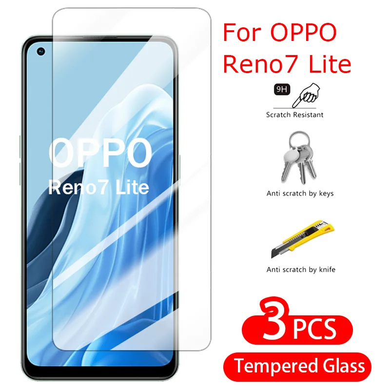 

For Oppo Reno7 Lite Screen Protector Tempered Glass Clear Flim Full Cover Screen High Hardness Front Flim 3PCS For Reno7Lite 5G
