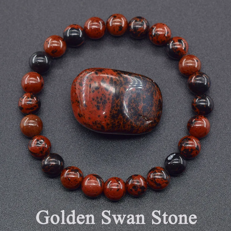 Natural Stone Bead Bracelets Golden Swan Stone
