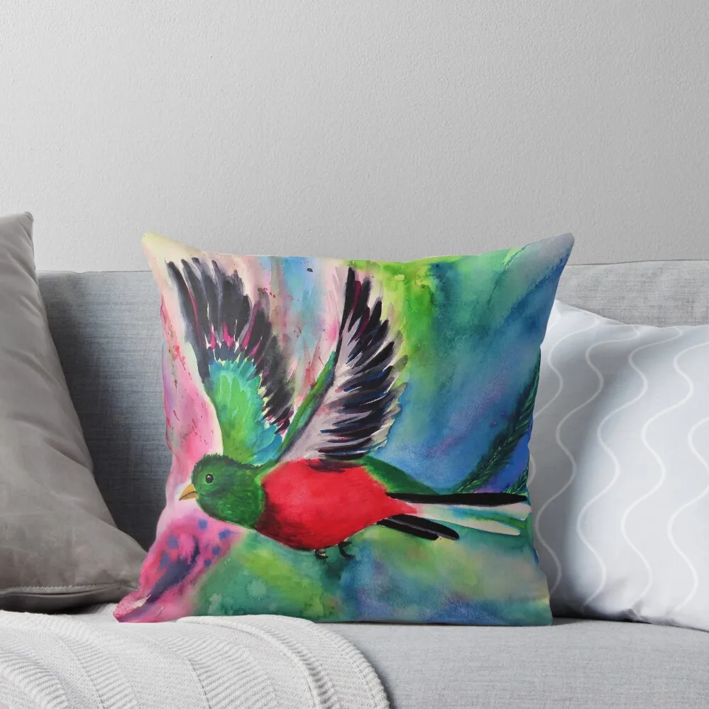 

Flying Quetzal Watercolor Painting Throw Pillow luxury home accessories covers for pillows luxury sofa pillows Sofas Covers
