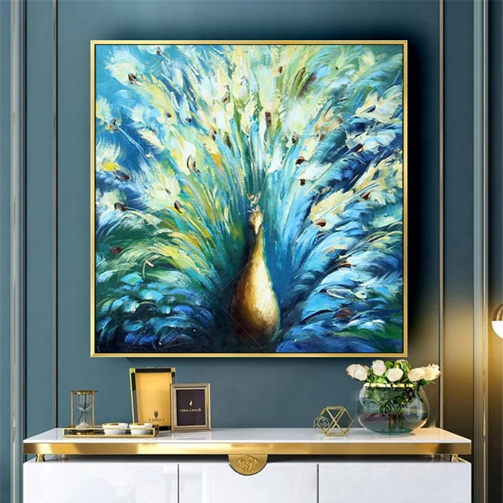 Hand Painted Canvas Oil Painting No Frame Blue Peacock Wall Picture Flowers Art On Canvas For Home Living Room Decor
Hand Painted Canvas Oil Painting No Frame Blue Peacock Wall Picture Flowers Art On Canvas For Home Living Room Decor