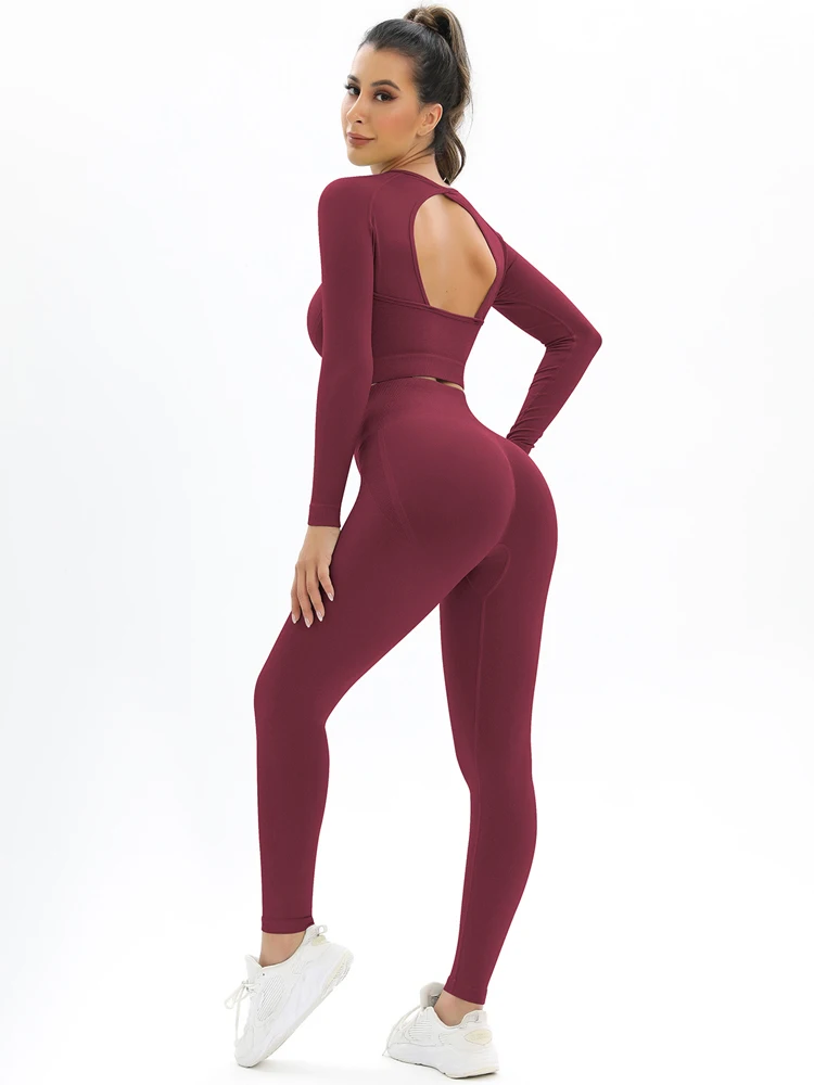 New Women Seamless Yoga Set Sexy Backless Sports Set Long Sleeve Shirts Pants Set Hip Push Up Leggings Set Workout Outfits Suit
New Women Seamless Yoga Set Sexy Backless Sports Set Long Sleeve Shirts Pants Set Hip Push Up Leggings Set Workout Outfits Suit