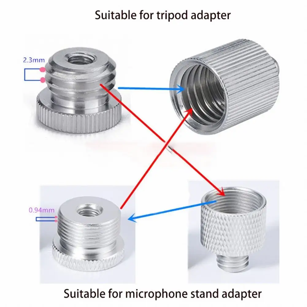 5/8'' Male To 1/4" Female Adpater Mic Screw Adapter Aluminum Alloy Tripod Stand Level Tripod Thread Adapter Accessories
5/8'' Male To 1/4" Female Adpater Mic Screw Adapter Aluminum Alloy Tripod Stand Level Tripod Thread Adapter Accessories