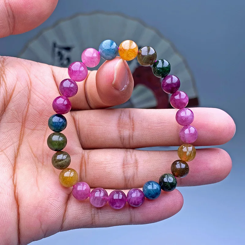 Natural Colorful Tourmaline Candy Bracelet Round Beads 7.5mm Blue Red Tourmaline Women Jewelry AAAAA
Natural Colorful Tourmaline Candy Bracelet Round Beads 7.5mm Blue Red Tourmaline Women Jewelry AAAAA