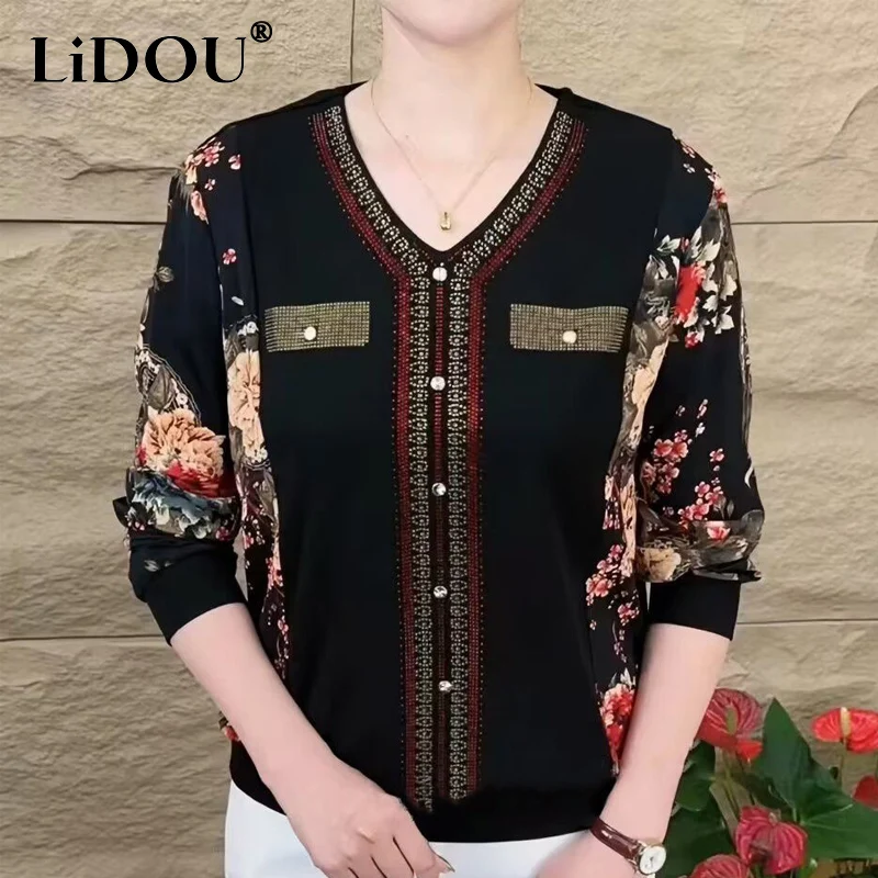 2023 Spring Autumn New Fashion Printing V-neck Long Sleeve T-Shirts Women Casual High Street Vintage Elegant All-match Pullovers
2023 Spring Autumn New Fashion Printing V-neck Long Sleeve T-Shirts Women Casual High Street Vintage Elegant All-match Pullovers
