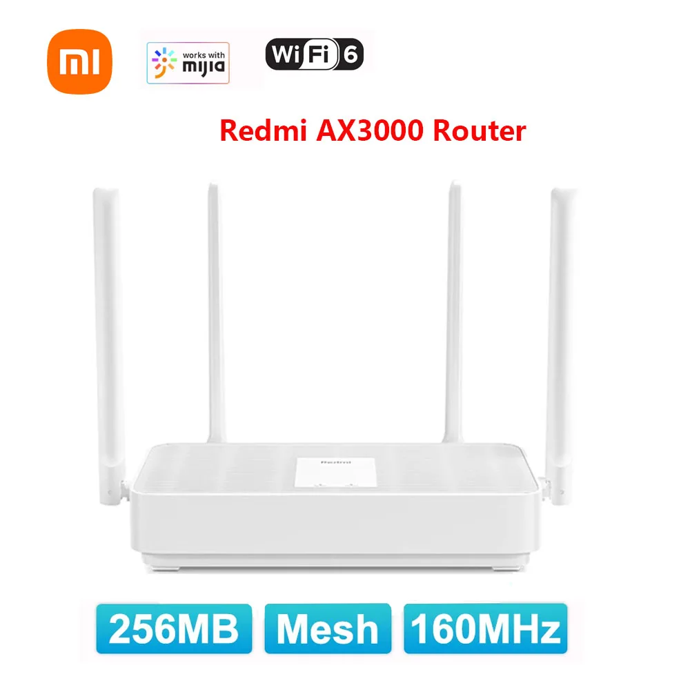Маршрутизатор Xiaomi Redmi AX3000, 2,4 ГГц, двухдиапазонный, стандартная беспроводная сеть Wifi6, Сетевой удлинитель, гигабитный усилитель сигнала, антенны с высоким коэффициентом усиления
Маршрутизатор Xiaomi Redmi AX3000, 2,4 ГГц, двухдиапазонный, стандартная беспроводная сеть Wifi6, Сетевой удлинитель, гигабитный усилитель сигнала, антенны с высоким коэффициентом усиления