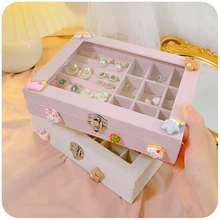 Korean Jewelry Box Clear Cover Storage Organizer Box Earrings Jewelry Bracelet Rings Box for Gift Cute Insert Foam Jewelry Box
Korean Jewelry Box Clear Cover Storage Organizer Box Earrings Jewelry Bracelet Rings Box for Gift Cute Insert Foam Jewelry Box