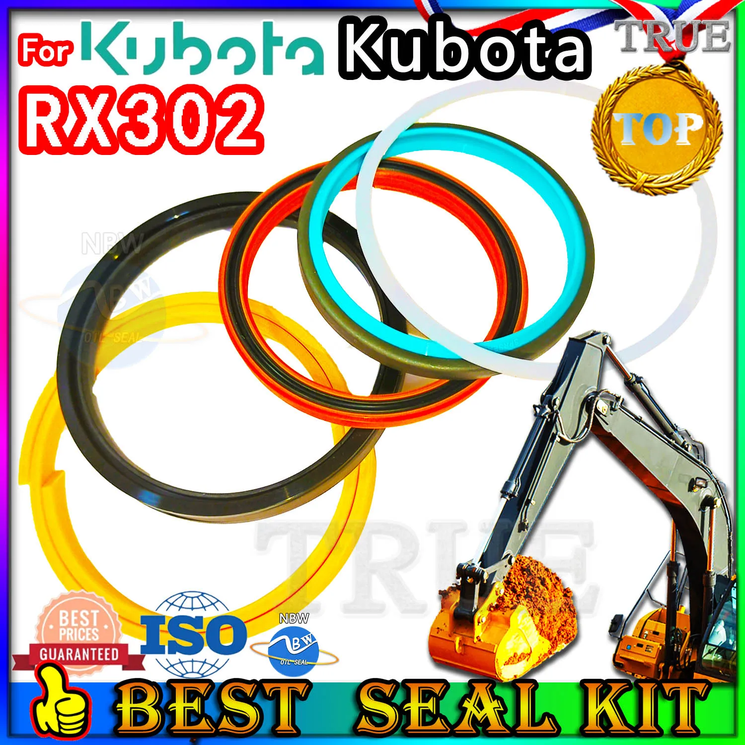 

For Kubota RX302 Oil Seal Repair Kit Boom Arm Bucket Excavator Hydraulic Cylinder adjuster POSITIONING Backhoe Breaker Steering