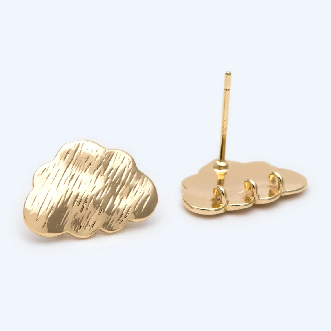 6pcs Brushed Gold Cloud Earrings, Stud Earring with loops, Gold plated Copper Ear Posts For DIY Earring Pendant Accessories 
6pcs Brushed Gold Cloud Earrings, Stud Earring with loops, Gold plated Copper Ear Posts For DIY Earring Pendant Accessories