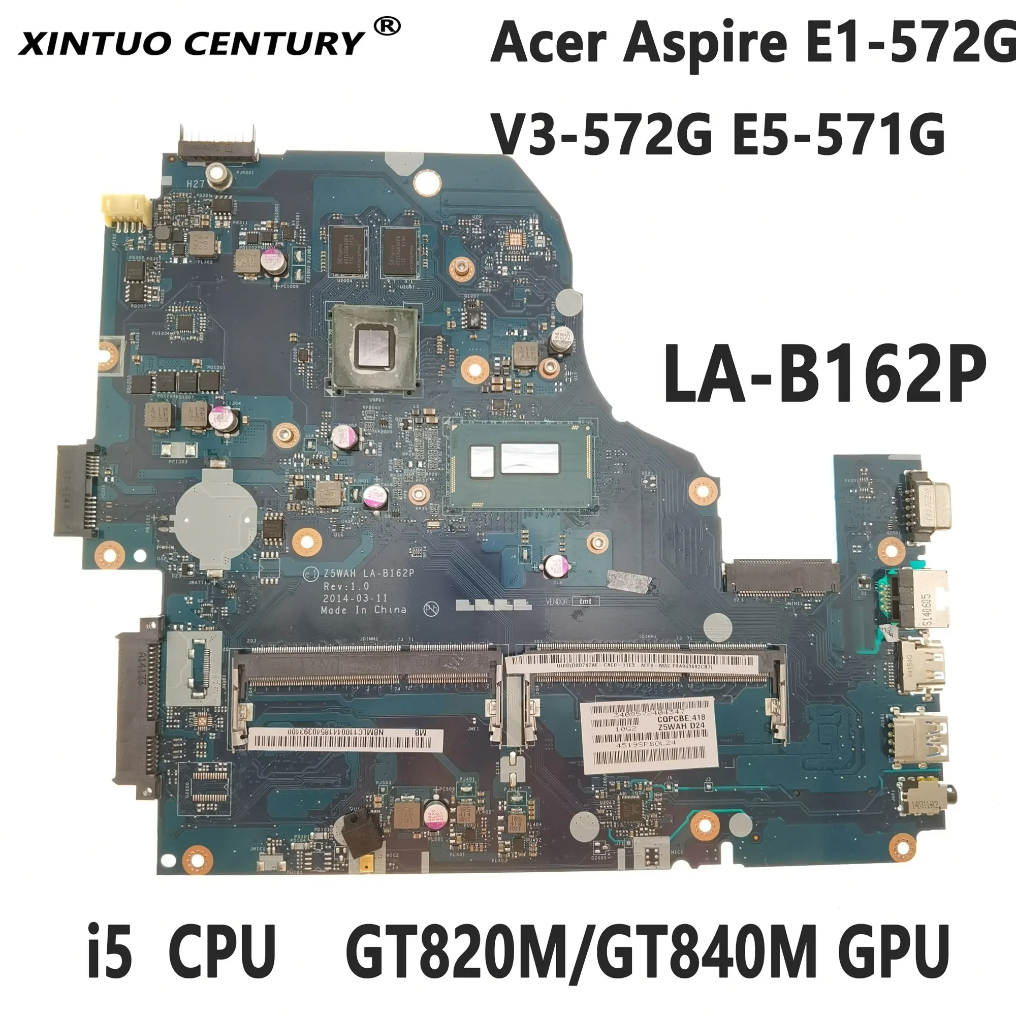 NBMLC11004 для Acer Aspire E1-572G V3-572G E5-571G системная плата Z5WAH LA-B162P I5 CPU N15S-GT-S-A2 GPU 100%
NBMLC11004 для Acer Aspire E1-572G V3-572G E5-571G системная плата Z5WAH LA-B162P I5 CPU N15S-GT-S-A2 GPU 100%