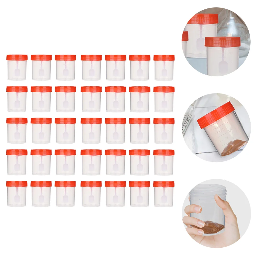 

100 Pcs Sample Cup Hospital Test Clear Container Phlegm with Scale Specimen 40ML Durable Stool Plastic Fecal Urine Cups