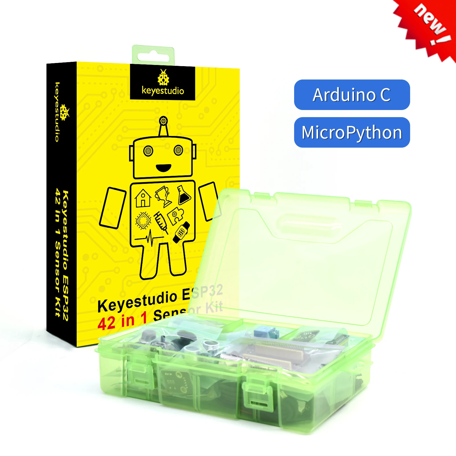 

Keyestudio ESP32 42 in 1 Sensor Kit With 42 Modules ESP32 Expansion Board Include Mainboard For Arduino STEM Programming DIY Kit