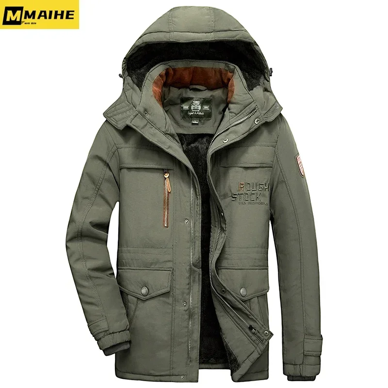 

Retro Men's Casual Jacket Fashion Thick Winter Parkas Male Fur Trench Overcoat Heated Warm Jackets Coats Parka Men luxury