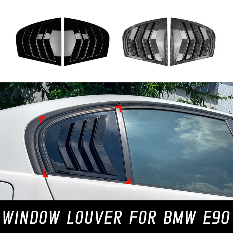 

For BMW 3 Series E90 M3 320i 330i 2005-2011 Rear Window Side Vent Shutter Louver Cover Trim Sticker Black Carbon Car Accessories