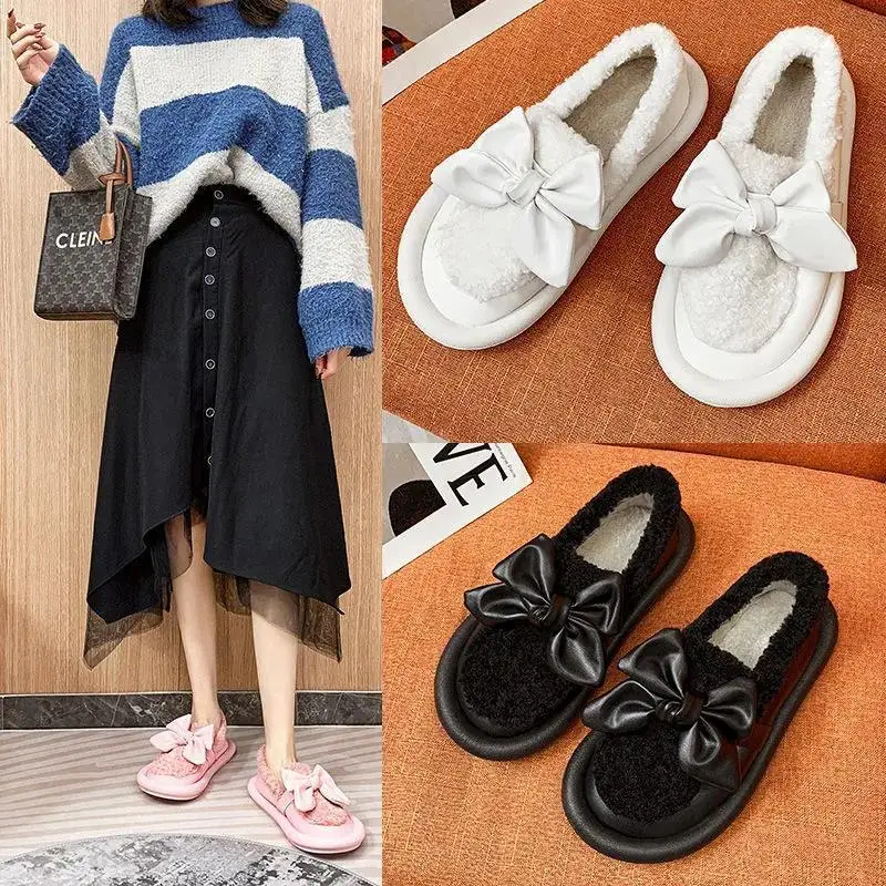 2022 Bowknot Cotton Shoes Women's Winter Flat Casual Shoes Pink Soft Sole Comfortable Loafers Warm Plush Moccasins
2022 Bowknot Cotton Shoes Women's Winter Flat Casual Shoes Pink Soft Sole Comfortable Loafers Warm Plush Moccasins