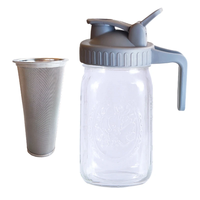 Cold Brew Pitcher Ice Tea Brewing 32 Oz Thick Glass Jar Spout Lid With Handle & Stainless Steel Filter For Iced Brew Coffee
Cold Brew Pitcher Ice Tea Brewing 32 Oz Thick Glass Jar Spout Lid With Handle & Stainless Steel Filter For Iced Brew Coffee