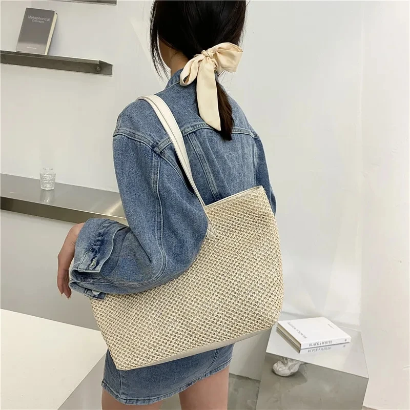 Wicker Woven Beach Shopper - Large Capacity Summer Tote 8 S17daf5bfa0ce44f3afa510a1945b4d3bE