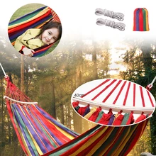 Outdoor Hanging Hammock Single Double Camping Swing Chair Thick Canvas Bed Hammocks Travel Camping Swing Canvas Stripe Hang Bed Outdoor Hanging Hammock Single Double Camping Swing Chair Thick Canvas Bed Hammocks Travel Camping Swing Canvas Stripe Hang Bed