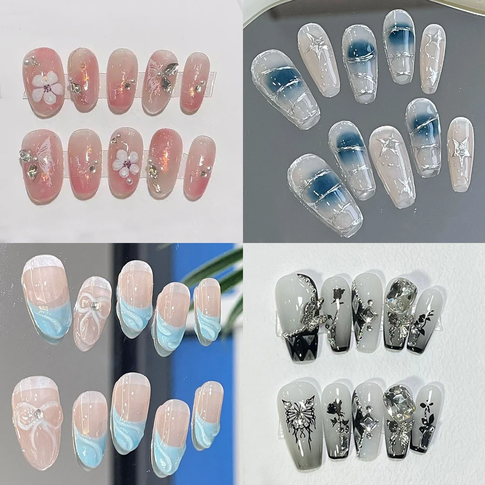 Pure Handmade Wearable Fake Nails Snowflake Cat's Eye Design Gradient 3D Stereo Cartoon Artifical Full Cover Nail Tips Girl Gift 
Pure Handmade Wearable Fake Nails Snowflake Cat's Eye Design Gradient 3D Stereo Cartoon Artifical Full Cover Nail Tips Girl Gift