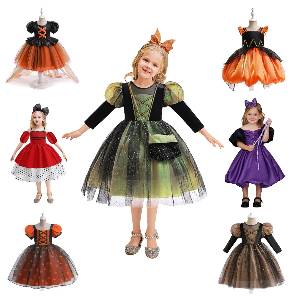 Girls Halloween Witch Copaly Costumes Kids Sequins Pumpkin Knee Length Orange Tutu Dresses Carnival Evening Party Clothing
Girls Halloween Witch Copaly Costumes Kids Sequins Pumpkin Knee Length Orange Tutu Dresses Carnival Evening Party Clothing