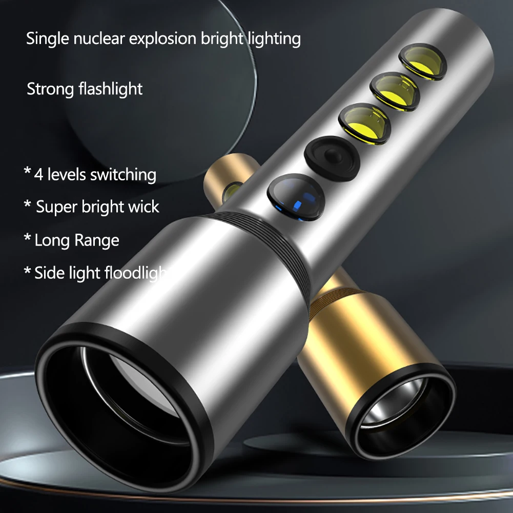 

Powerful Handheld Flashlights With COB Side Lights USB Rechargeable Outdoor Camping Flash Light Wholesale