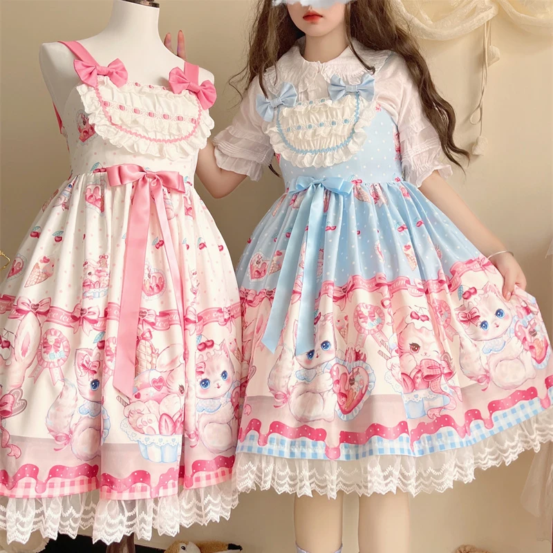Japanese Dream Lolita Jsk Dress Women Kawaii Cute Cat Print Bow Lace Sleeveless Strap Dresses Girl Sweet Princess Party Vestidos
Japanese Dream Lolita Jsk Dress Women Kawaii Cute Cat Print Bow Lace Sleeveless Strap Dresses Girl Sweet Princess Party Vestidos
