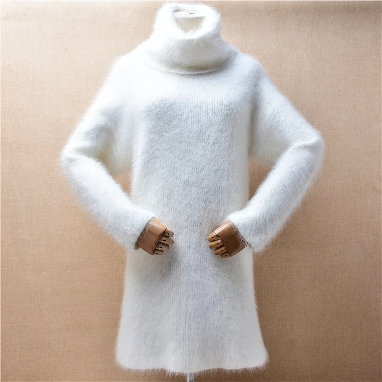 Female Women Fall Winter Clothing Thick White Hairy Mink Cashmere Knitted Turtleneck Loose Pullover Angora Fur Sweater Dress Top
Female Women Fall Winter Clothing Thick White Hairy Mink Cashmere Knitted Turtleneck Loose Pullover Angora Fur Sweater Dress Top
