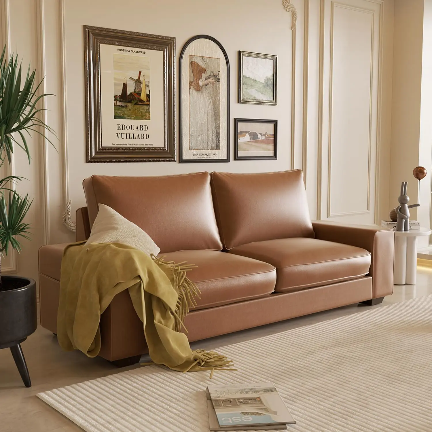 71" Faux Leather Sofa Couch,Living Room Loveseat Sofa, Mid-Century Modern Couch with Wide Arm and Side Pocket, 2 Seater
71" Faux Leather Sofa Couch,Living Room Loveseat Sofa, Mid-Century Modern Couch with Wide Arm and Side Pocket, 2 Seater