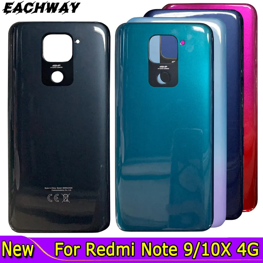 

New Back Glass For Xiaomi Redmi Note 9 Back Battery Cover Door Note 9 Note9 Rear Housing Case For Redmi 10x 4G Battery Cover