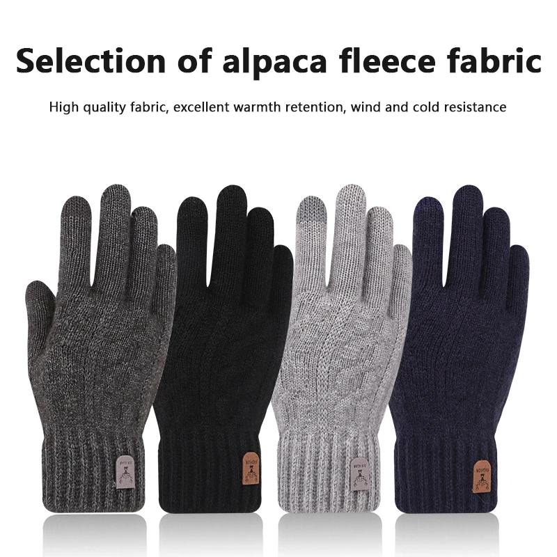 

Winter Warm Full Finger Mittens Fashion New Cashmere Gloves Men Outdoors Skiing Cycling Motorcycle Cold-proof Fingering Glove