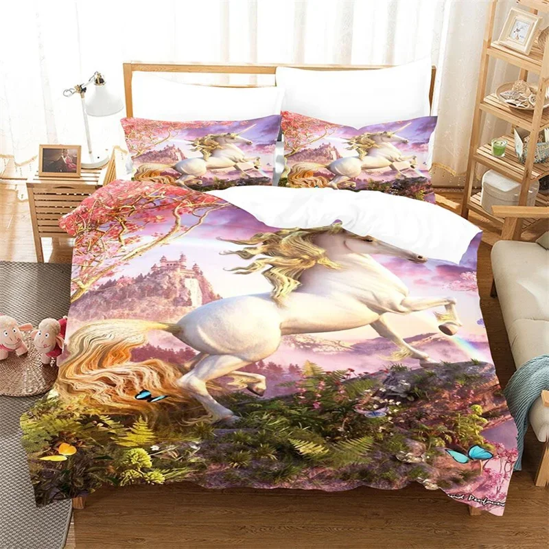 Cartoon Unicorn Duvet Cover Forest White Flying Horse Quilt Cover Microfiber 3D Wild Animal Bedding Set Twin King For Kids Teen
Cartoon Unicorn Duvet Cover Forest White Flying Horse Quilt Cover Microfiber 3D Wild Animal Bedding Set Twin King For Kids Teen