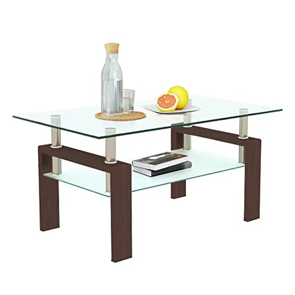 Modern Glass Coffee Table 2-Tier Storage Shelf Metal Legs Living Room Center Table
Modern Glass Coffee Table 2-Tier Storage Shelf Metal Legs Living Room Center Table