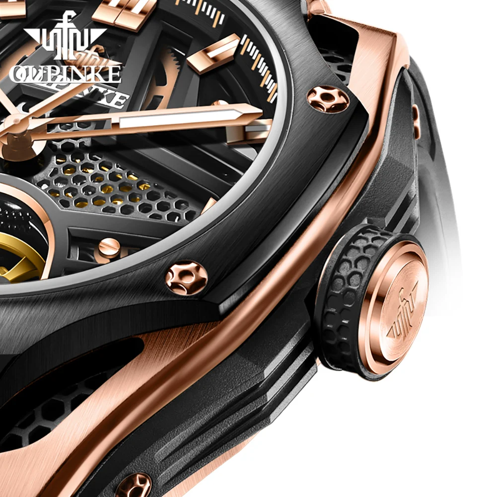 PINKE-Montre-Bracelet Mécanique existent pour Homme, Tourbillon de Luxe, Étanche, Confortable, Silicone, Saphir, Shoous Trend 4