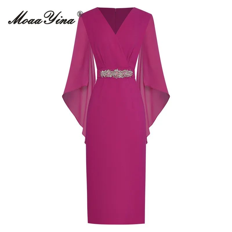 MoaaYina Fashion Designer Summer Vintage Princess Dress Women's V Neck Diamond Sashes Buttock Covering Solid Color Midi Dress
MoaaYina Fashion Designer Summer Vintage Princess Dress Women's V Neck Diamond Sashes Buttock Covering Solid Color Midi Dress